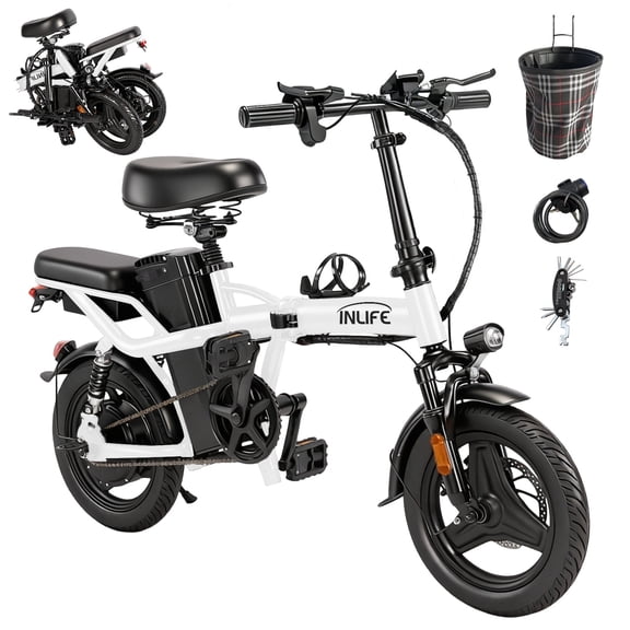 Inlife 14" Folding Electric Bike 10AH Battery Ebike 750W Electric Folding Bicycle 25 Miles Range 20 Miles Max Speed