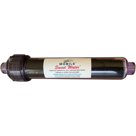 Inline 2” by 10” Coconut Shell Activated Carbon Inline Refillable Cartridge Filter Suitable for Under-Sink filters, RO pre and post filter--¼” FNPT X 1/4" Push to Connect Tubing Connection.