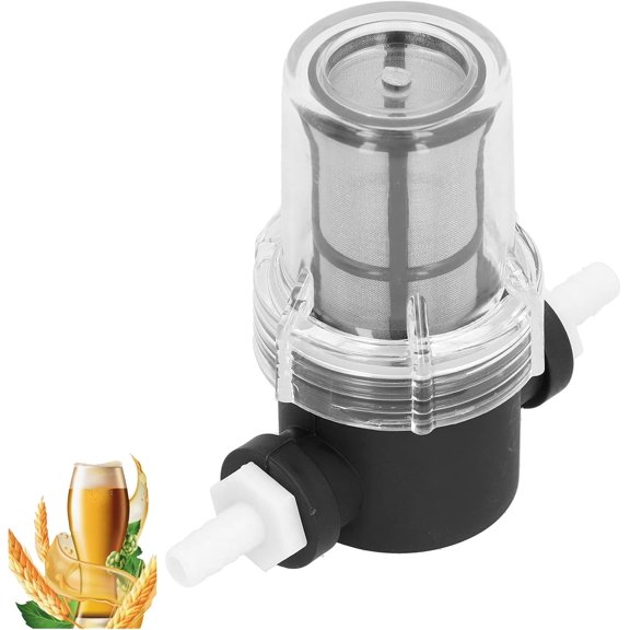 Inline Beer Filter, 80 Mesh 150 Micron Water Filter Plastic T Strainer Filtration Device, 3/8'' Gravity Feeding of Siphon Tube Brewing for Home Brewing Supplies (80 Mesh 180Micron)