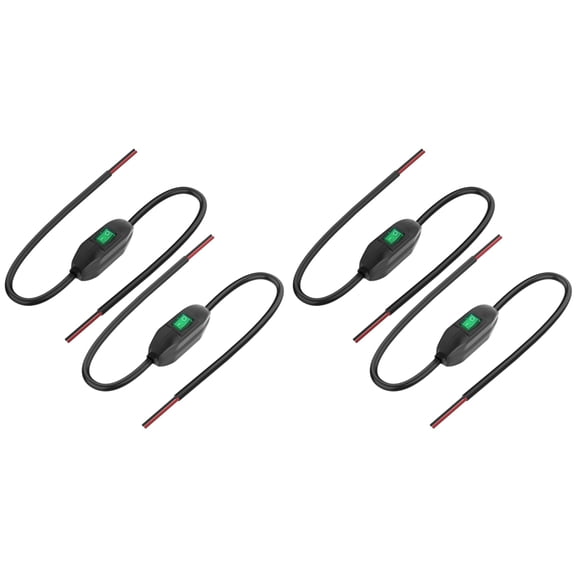 Inline Cord Switch 12V 24V/3A Toggle on/Off Rocker Button Switch with Prewire on Both End Green LED for Lamp 0.5M 4PCS