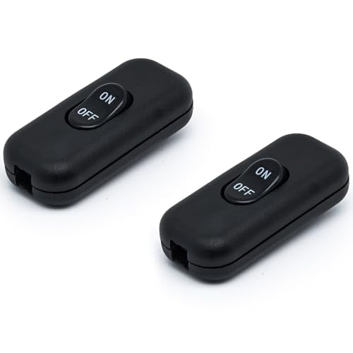 Inline Cord Switch 2-Pack Black Button,Rated 6A 250V On/Off Electrical ...