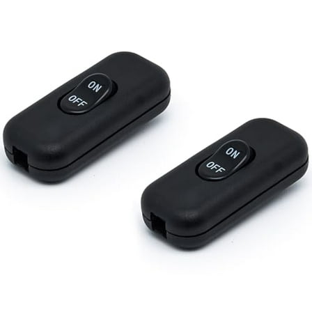 Inline Cord Switch 2-Pack Black Button,Rated 6A 250V On/Off Electrical Wire Appliance Rocker Switches,for Bedroom Table Lamp Desk LED Lights