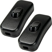 Inline Cord Switch 2-Pack. On-Off Control Lamp Rocker Switch for Lamp Cord Desk LED Lights.Black