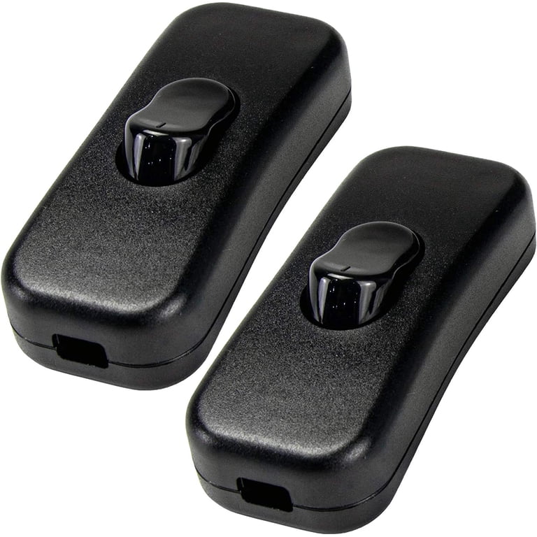 2-Pack Inline Power Cord Switches - ON/OFF Button For Lamps & Appliances, AC 110V-250V 6A, Easy Install (Black)