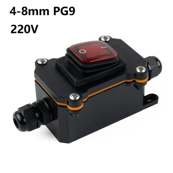 Inline Cord Switch 25A Ip65 Waterproof On-Off Switch With Red Light Buttons