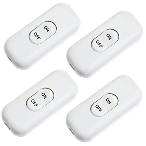 Inline Cord Switch,4-Pack On Off Button Control Lamp Appliance Switch for Bedroom Table Lamp Desk LED Lights,White