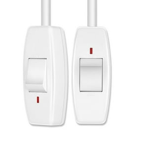 Inline Cord Switch Button Replacement for Table Desk Lamp Light Cord Cable 220V 6A White ABS Copper Easy Slide On Off Switch for Home Office Bedroom Appliances