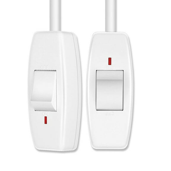 Inline Cord Switch Button Replacement for Table Desk Lamp Light Cord Cable 220V 6A White ABS Copper Easy Slide On Off Switch for Home Office Bedroom Appliances