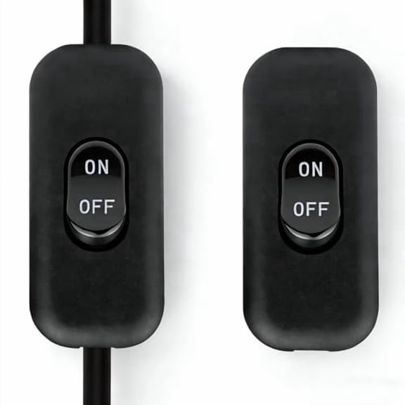 Inline Cord Switch,Button in line Cord Appliance Switch,AC 250V 6A Lamp Control Appliance Switch Rocker,Control Cord Cable Switch,for Bedroom Table Lamp LED Lights Parts (2 Pcs,Black)