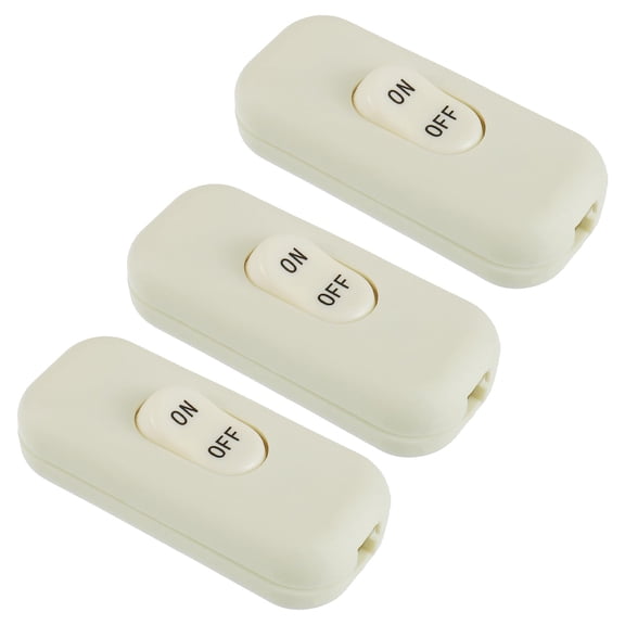 Inline Cord Switch Line Cord Button Switches, AC 250V 6A On-Off Lamp Control Appliance Switch Rocker for Table Lamp Bedroom Desk LED Lights (Pack of 3pcs,White)