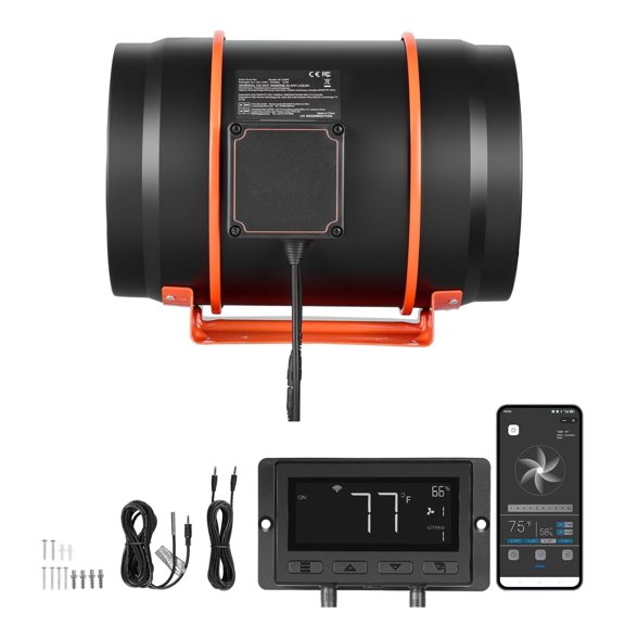Inline Duct Fan, 807 CFM 8 inch EC Motor Exhaust Ventilation Fan with 10-Speed, PWM Controller, App Control, Temperature Humidity Sensor, Cooling for Grow Tent, Indoor Gardening, Hydroponics