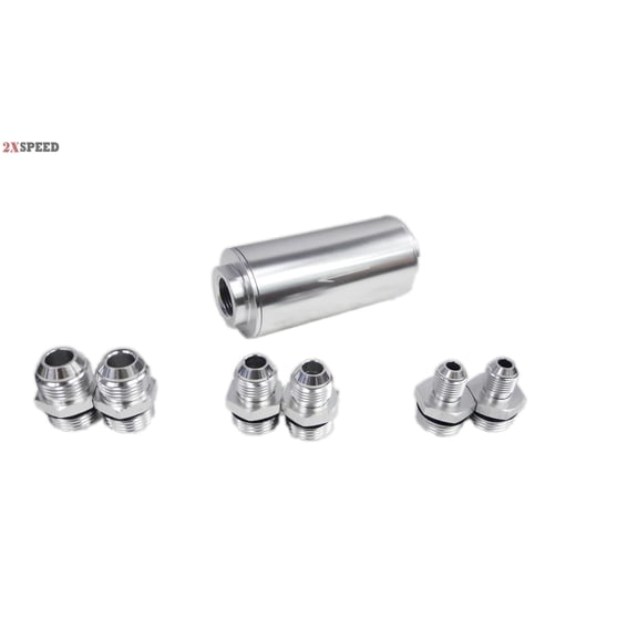 Inline Fuel Filter High Flow Turbo 40 Micron Mount AN6 AN8 AN10 Universal Silver Inline Fuel Filter High Flow Turbo 40 Micron Mount AN6 AN8 AN10 Universal Silver