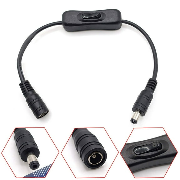 Inline On/Off Rocker Switch Cable DC Jack 5.5x2.1mm for LED
