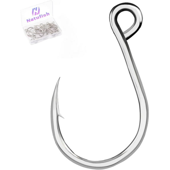 Inline Single Hooks 25Pcs Fishing in line Hooks for Treble Hook Replacement for Hard Lures Large Eye/Barbed Saltwater Freshwater