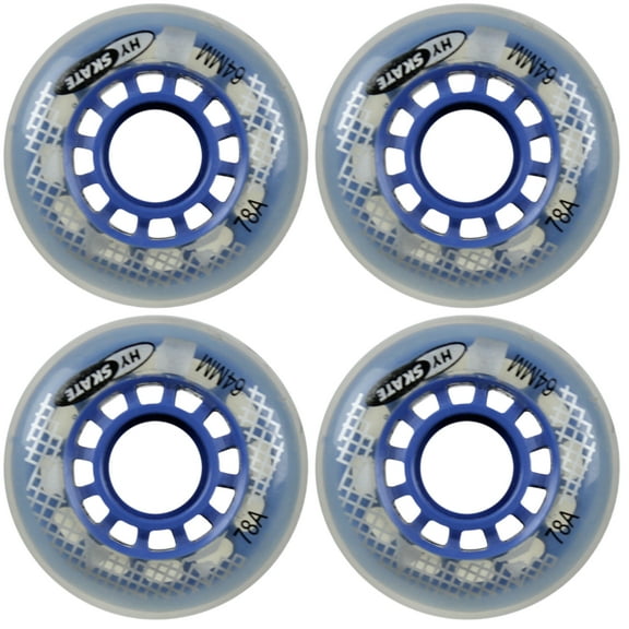 Inline Skate Replacement Wheels 68mm 78A Blue/Clear 4 Pack