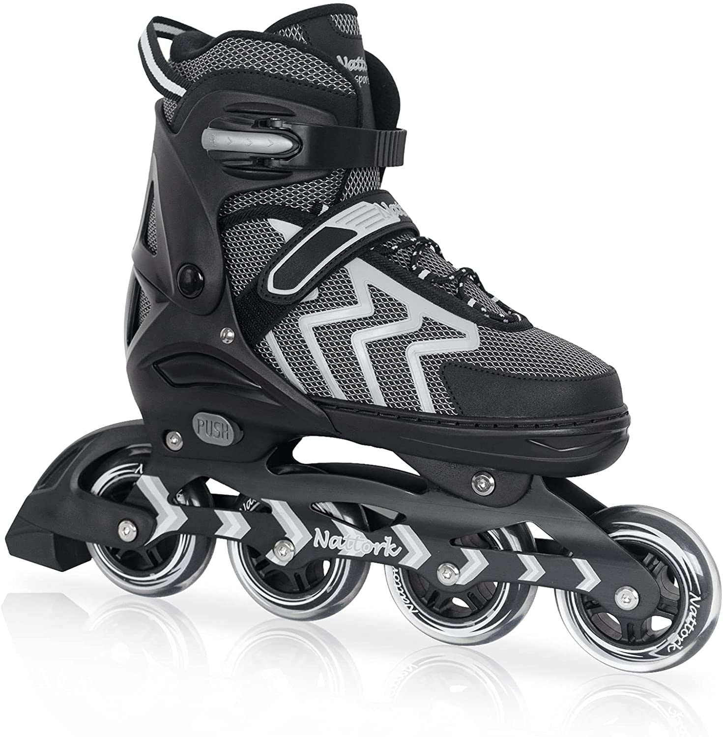 Inline Skates for Adults Men Women Adjustable Aggressive Durable Roller Blades with Giant Wheels Black L