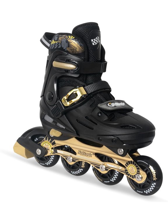 Inline Skates Adjustable PU Flashing Wheels for Boys Gold Medium - Big Kid (1-4 US)
