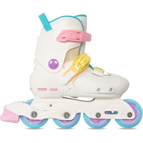 Inline Skates for Girls Kids Teens Boys Age 4-16, 4 Sizes Adjustable Blades Roller for Outdoor Indoor White