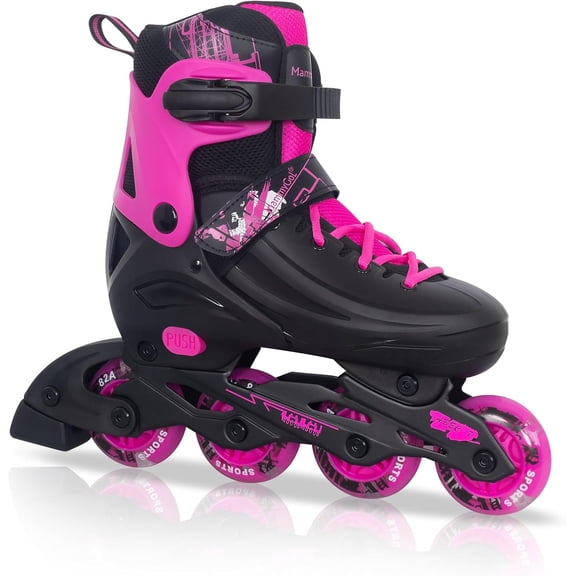 Inline Skates for Kids Boys Girls Adults, All Wheels Light Up, Indoor and Outdoor Blades Roller Skates Rosy