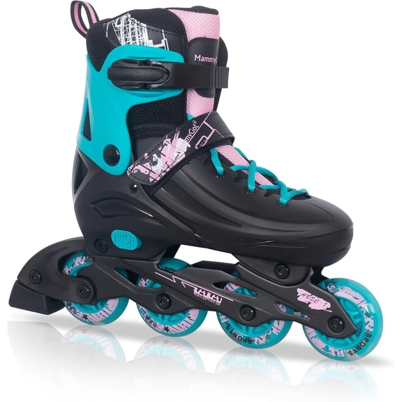 Inline Skates for Kids Boys Girls Adults, All Wheels Light Up, Indoor and Outdoor Blades Roller Skates Teal Pink
