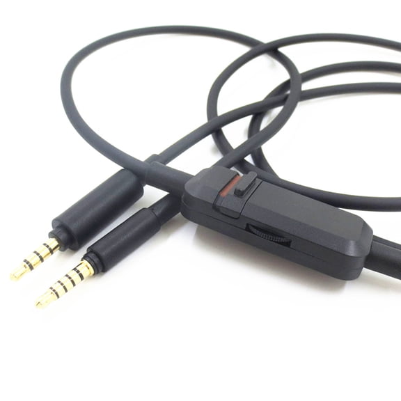 Inline Volume Mute Control Earphone Cable for Beyerdynamic MMX300 II Headphones, 1.3m Length Black
