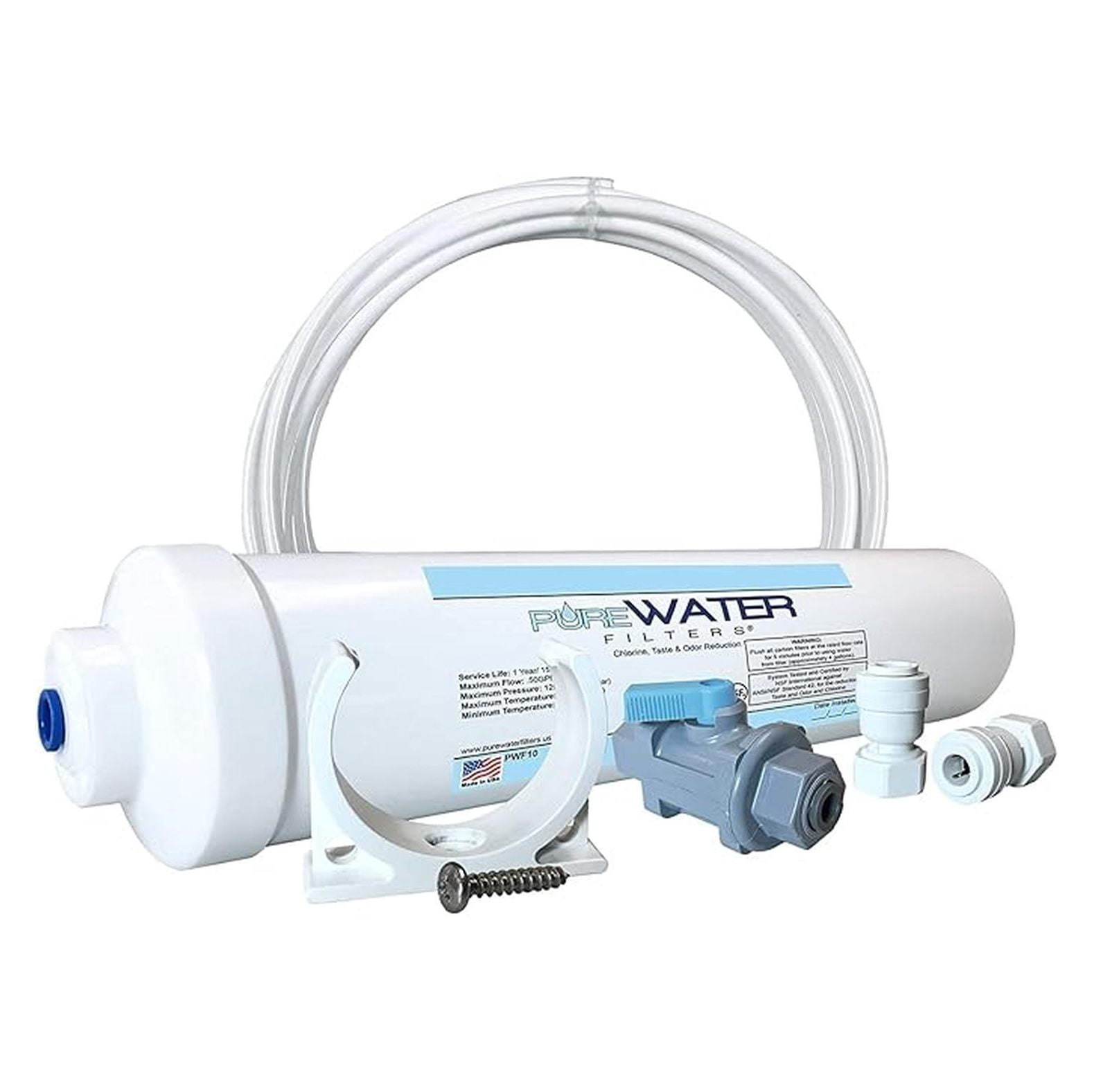 Inline Water Filter Kit for Refrigerator - NSF Certified - 1/4" Quick Connect - Ice Maker Filter Replacement - Chlorine & Odor Reduction - 15ft Water Line