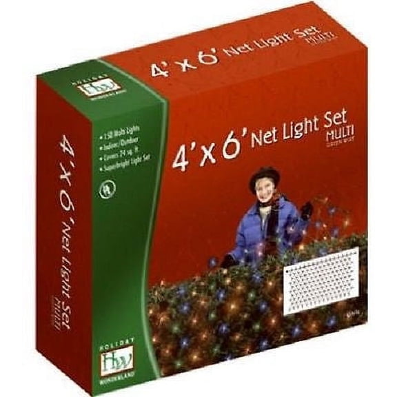 Inliten 48951-88 Holiday Wonderland 150 Count 4' x 6' Multi-Color Net Christmas Lights - Quantity of 6