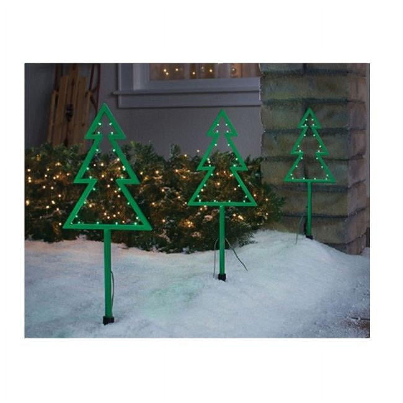 Inliten 9338104 Celebrations LED Christmas Tree Pathway Markers Green ...