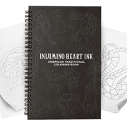 Inlumino Heart Ink Tattoo-Inspired Book for Adults - 40 Sheets 240 GSM, Stippling and Ballpoint Pen Practice
