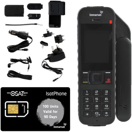 Inmarsat IsatPhone 2 + 100 Unit (67 Minutes) Global Prepaid SIM Valid for 90 Days | Global Satellite Phone with Reliable Voice | Long Battery Life | GPS Tracking | Weather-Resistant Design