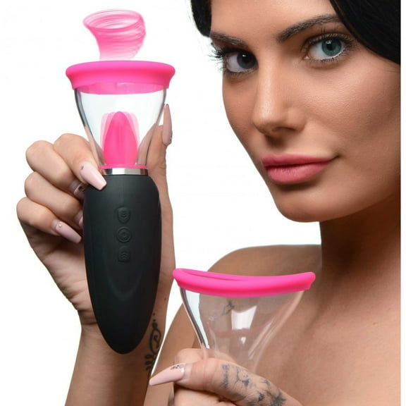 Inmi Lickgasm Mini 10X Licking & Sucking Clitoral Vibrator, Black/Pink