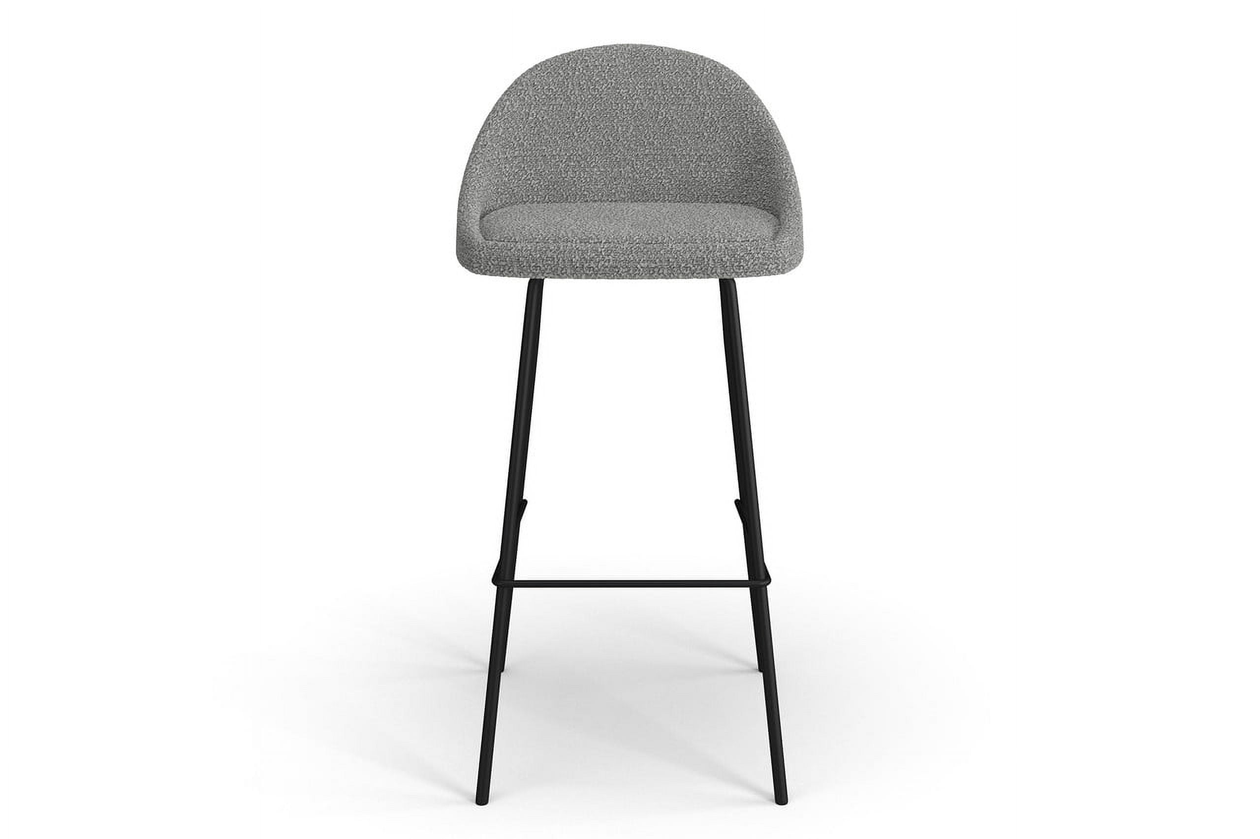 Luxurious Grey Boucle & Matte Black Metal Bar Stool Set