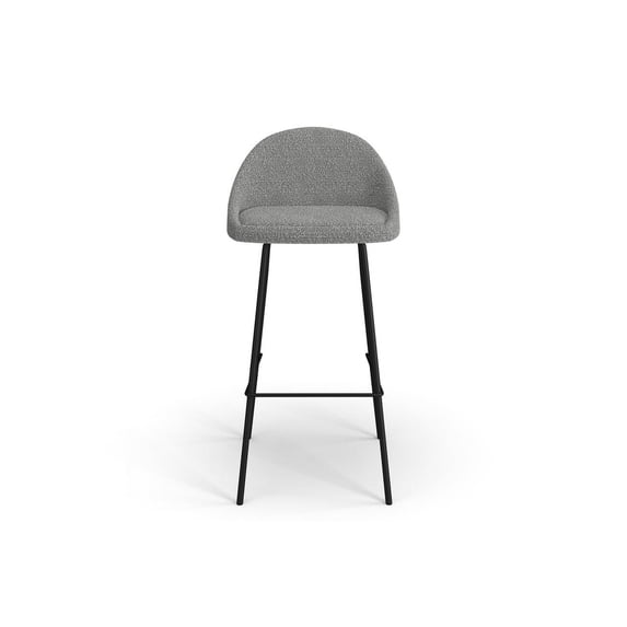 Inmod Mid-Century Modern Oliver Boucle Bar Stool, Set of 2, Grey