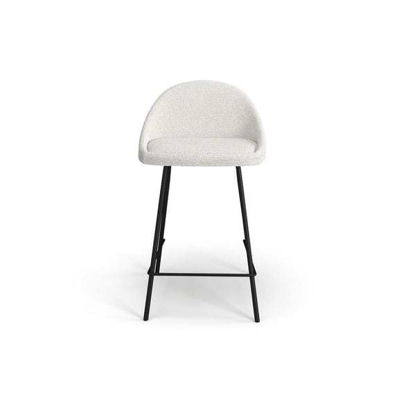 Inmod Mid-Century Modern Oliver Boucle Counter Stool, Set of 2, White