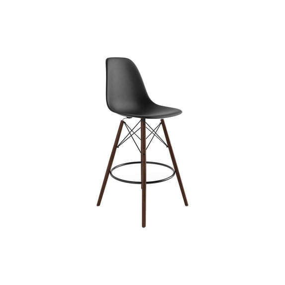 Inmod Molded Plastic Counter Stool with Wood Legs (Set of 2)
