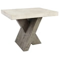 thumbnail image 1 of Inn 28 Inch Square End Table, Crossed Legs, Wood Grain Detail, Gray, Beige, 1 of 5