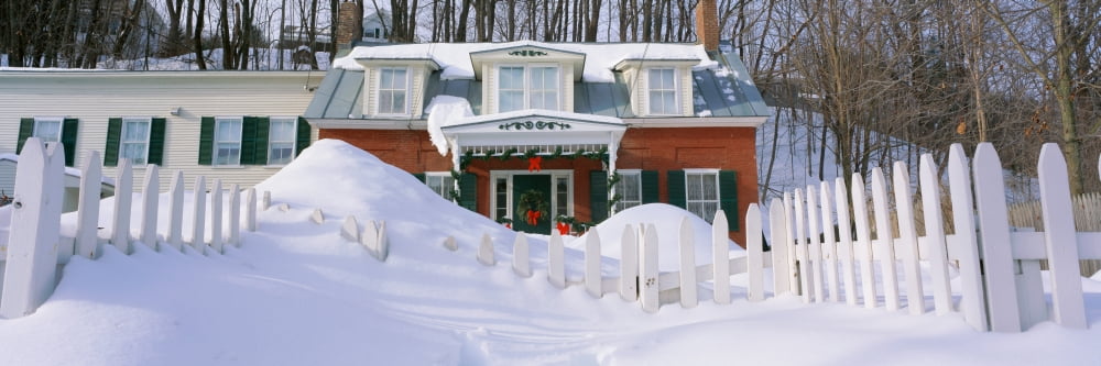 Inn at wintertime Vermont Canvas Art - Panoramic Images (36 x 12)