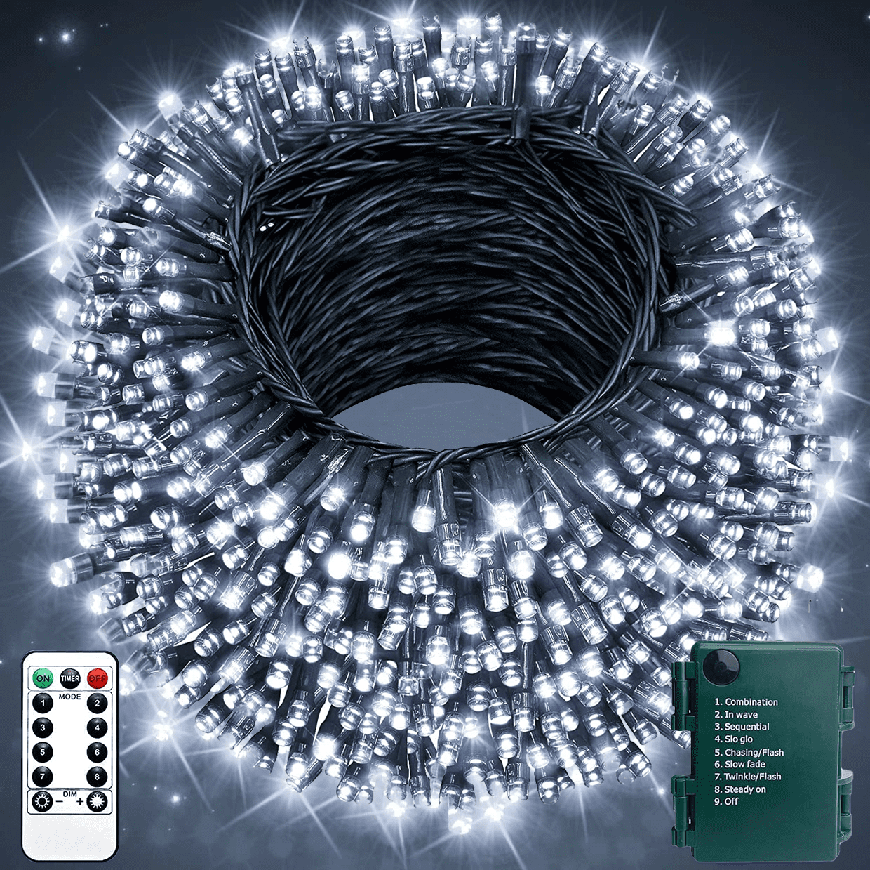 InnOrca 52.5ft 160LED Christmas String Lights Battery Operated