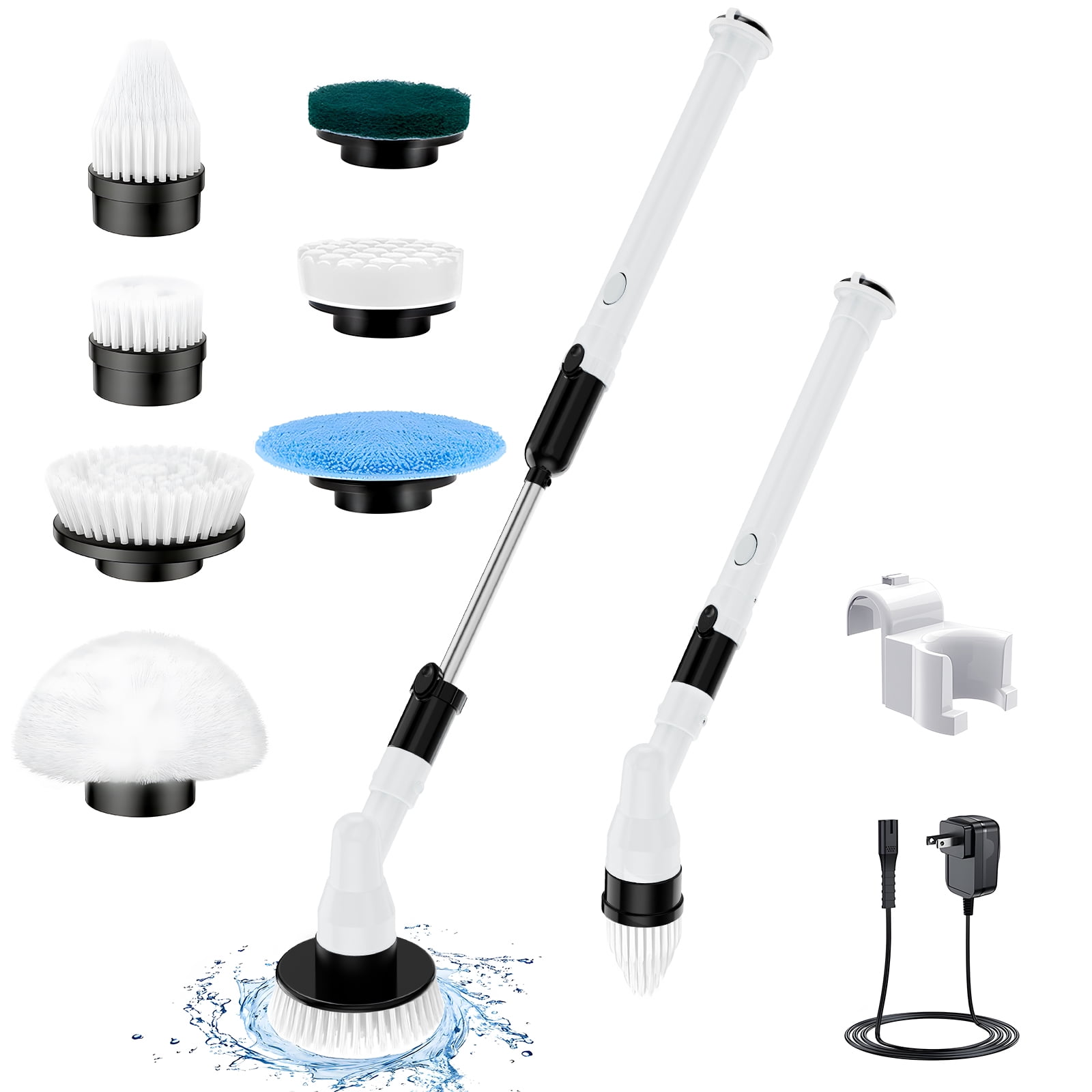 InnOrca Electric Spin Scrubber 2023 New Cordless Power Cleaning Brush with  7 Replacement Brush Heads, Shower Cleaning Brush with Extension Arm for  Bathtun Grout Floor Tile, White & Black 