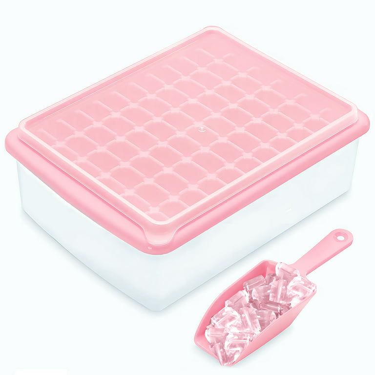  BPA Free Ice Cube Tray With Lid & Bin For Freezer With Cover,  Container & Tong, No Spill Stackable Ice Cube Trays With Easy Release, Large Ice Mold Maker