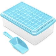 InnOrca Ice Cube Tray with Lid and Storage Bin for Freezer, Easy-Release 55 Mini Nugget Ice Tray with Spill-Resistant Cover, Container, Scoop, Flexible Durable Plastic Ice Mold & Bucket, BPA Free,Blue