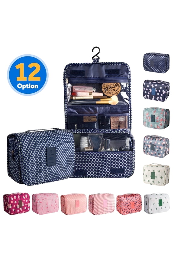 Portable Travel Toiletry Bag Home Cosmetic Organizer Makeup Bag, Blue & Star