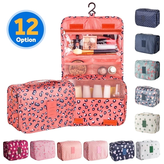 InnOrca Portable Travel Toiletry Bag Home Cosmetic Organizer Makeup Bag, Pink & Leopard