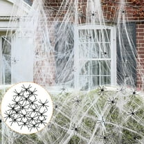 Innens 1000 sqft Halloween Spider Web Decorations Super Stretch Spider Webs with 20 Plastic Fake Spider for Halloween Party Props Indoor Outdoor Decoration, 1 Pack