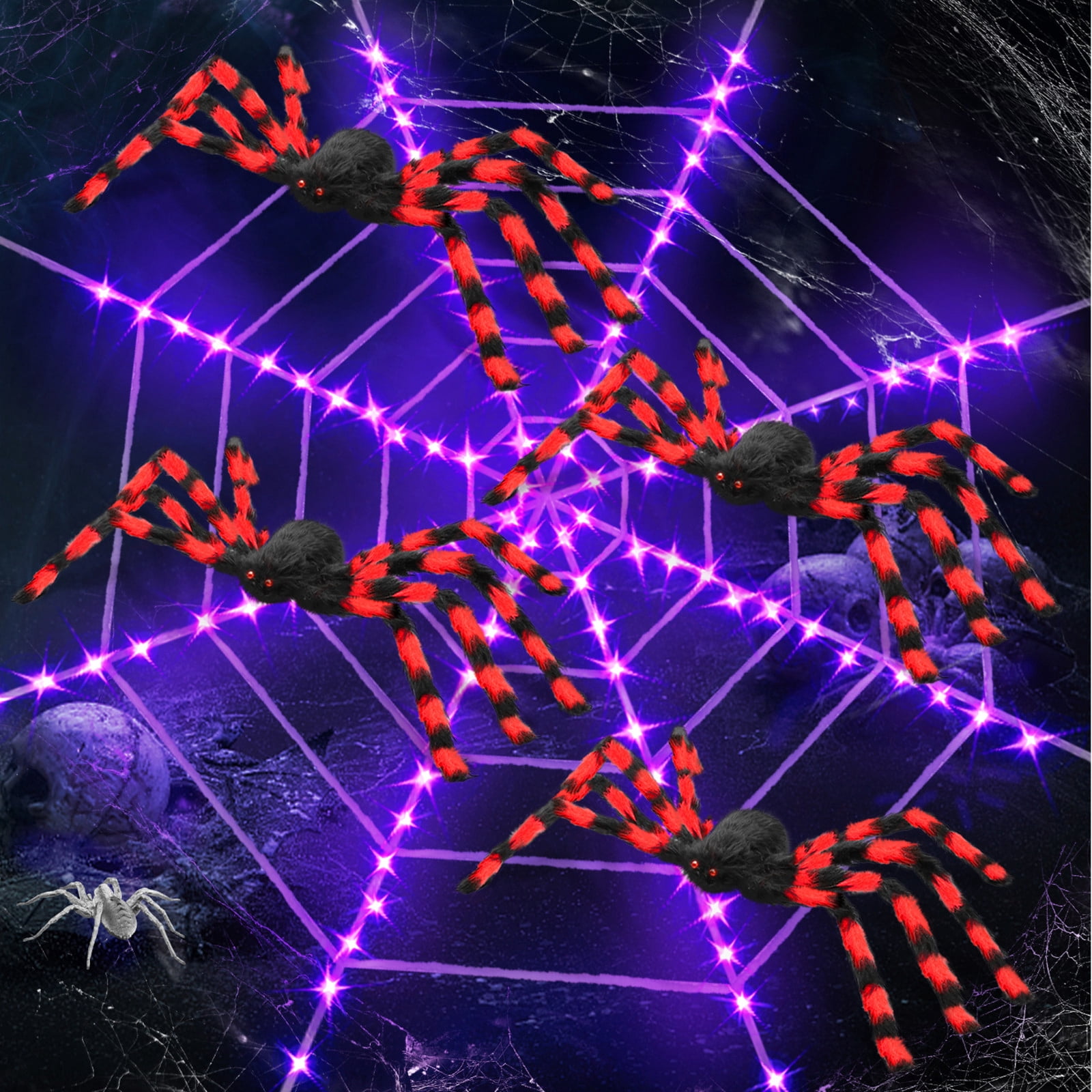 Led Rope Spider Web Innens 11.8ft Halloween 144 LED Purple Spider Web Lights with 35