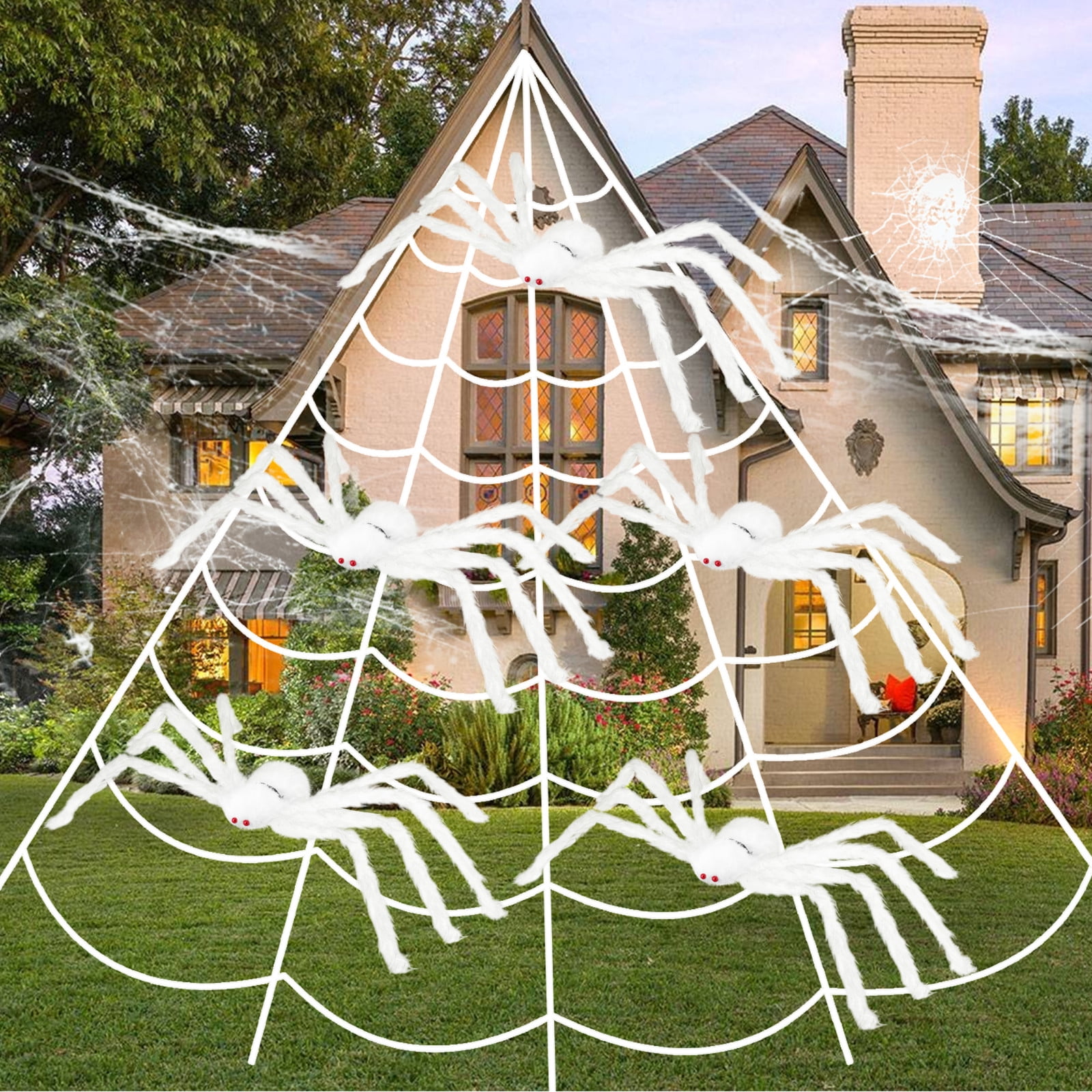 Innens 16.4*15.7ft Halloween Decorations Giant Spider Web with 35