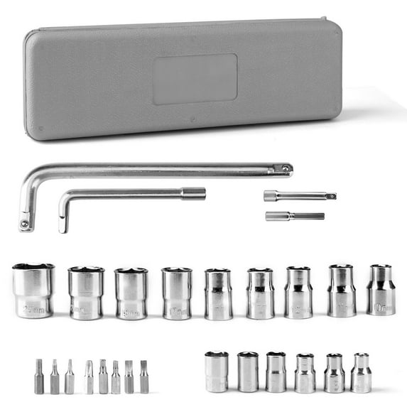 Innens 27Pcs Ratchet Wrench Socket Set METRIC 1/2" & 1/4" Drive w/ Suitcase