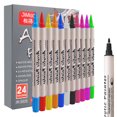 thumbnail image 1 of Innens Acrylic Paint Pens Quick Dry Extra Fine Tip Marker Pen Low-Odor Water-Based Dual Tip Brush Pens for Rock, Glass, Wood, Canvas Extra Fine Tip, 24 Colors, 1 of 10
