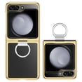 thumbnail image 1 of Innens Case with Screen and Camera Lens Protector for Samsung Galaxy Z Flip 5 5G Clear Plating Rugged Phone Cover with Ring Holder, Gold, 1 of 16