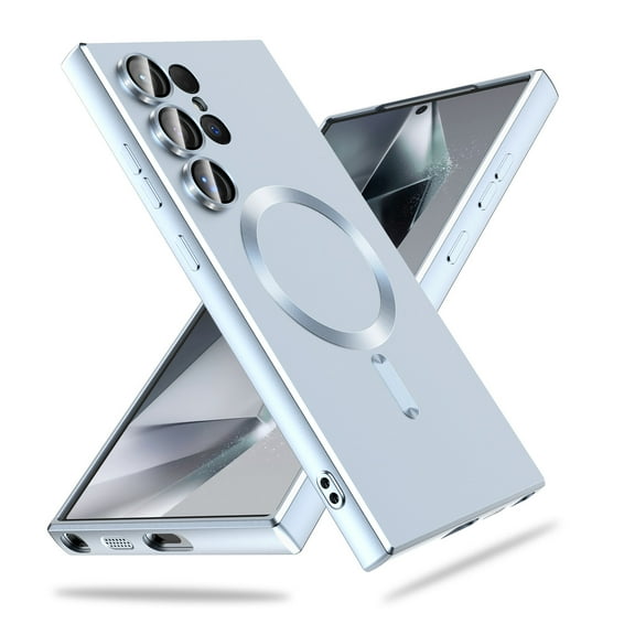 Innens Case with Screen and Lens Protector with Camera Lens Film for Samsung Galaxy S24 Ultra/S24 Plus/S24 Liquid Silicon Magnetic Cover, Blue